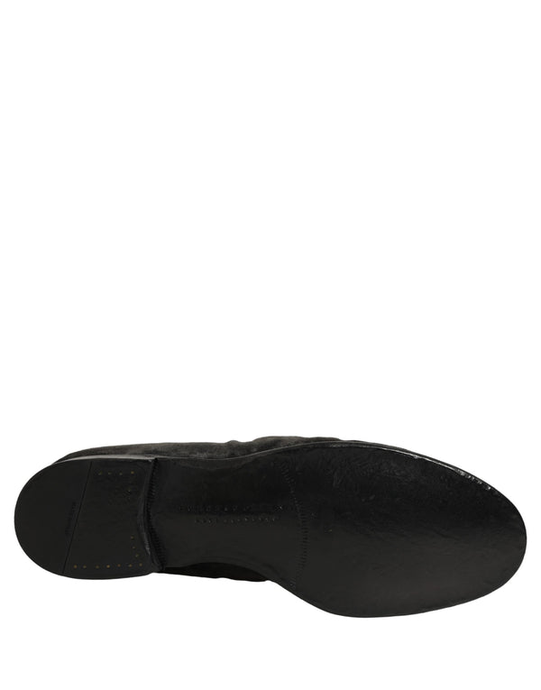 Black Suede Slip On Men Slippers Loafers Shoes Leather