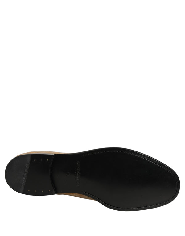 Beige Suede Slip On Slippers Loafers Shoes Leather