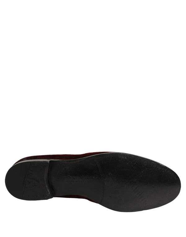 Maroon Suede Slip On Slippers Loafers Shoes Leather