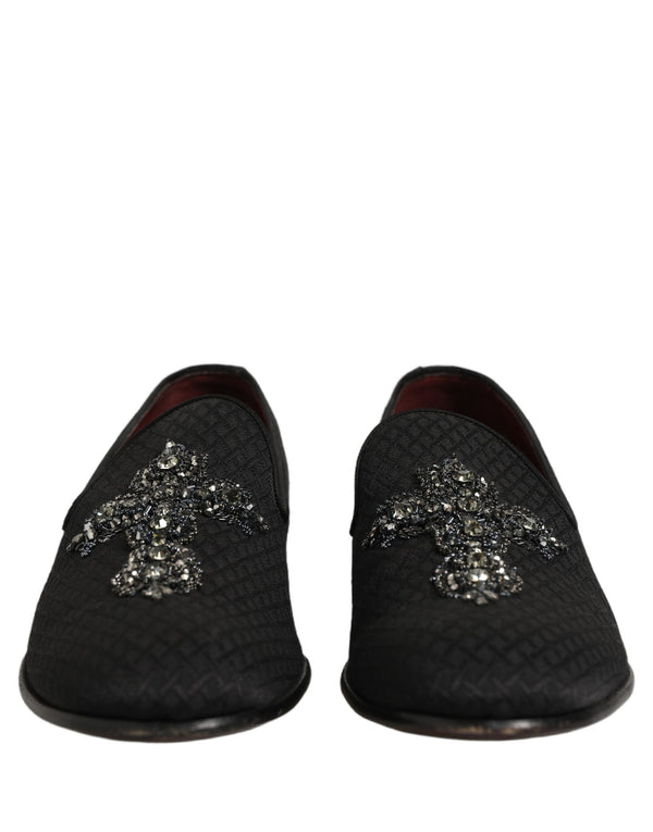 Black Suede Cross Slip On Men Loafers Shoes Leather