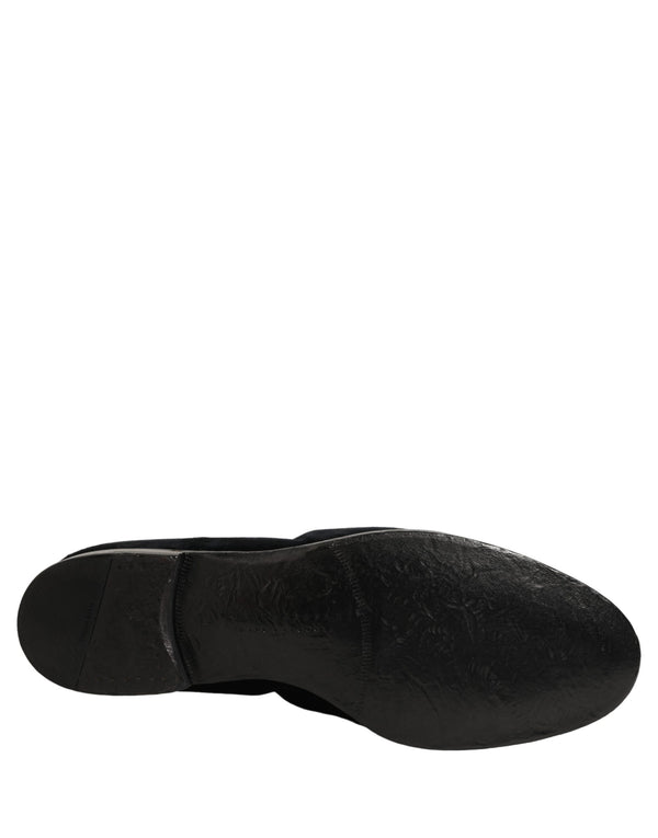 Black Suede Slip On Slippers Loafers Shoes Leather