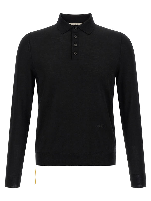 Black Virgin Wool Polo Shirt