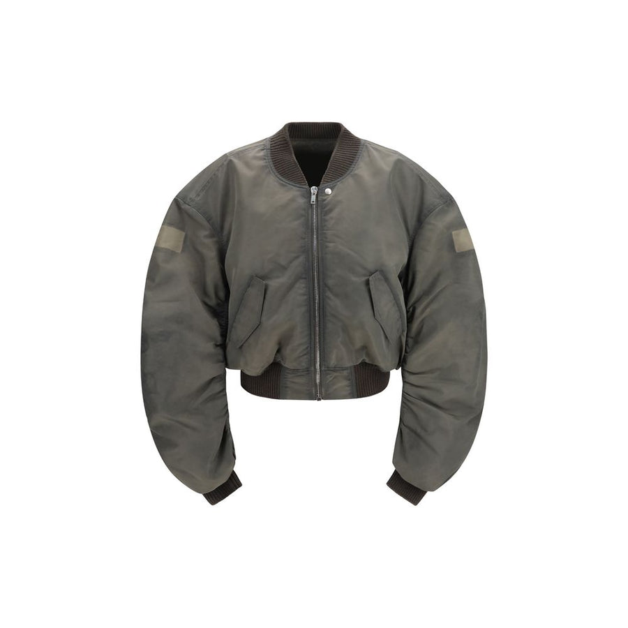 Gray Nylon Bomber Clothing