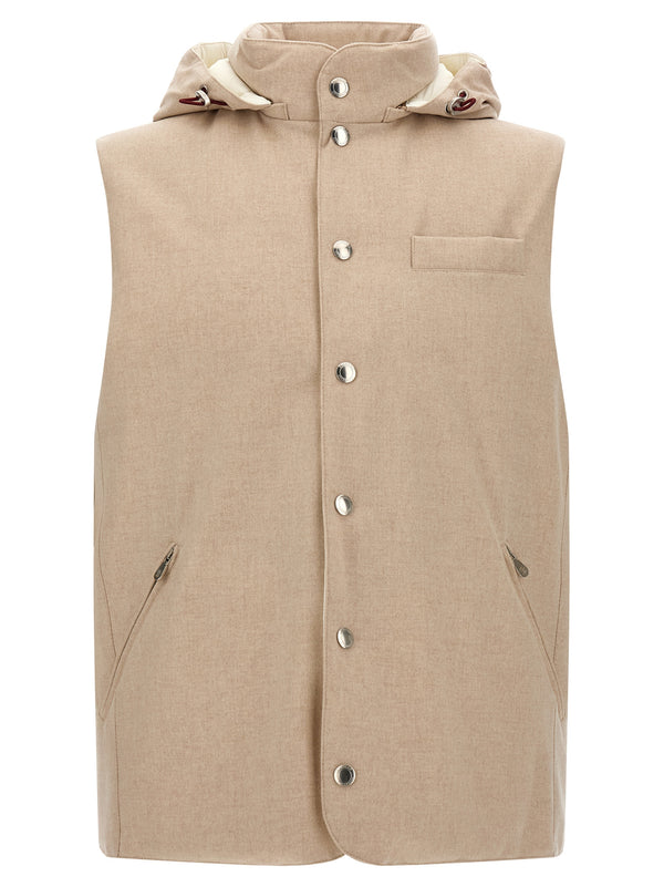 Beige Wool Sleeveless Jacket Clothing