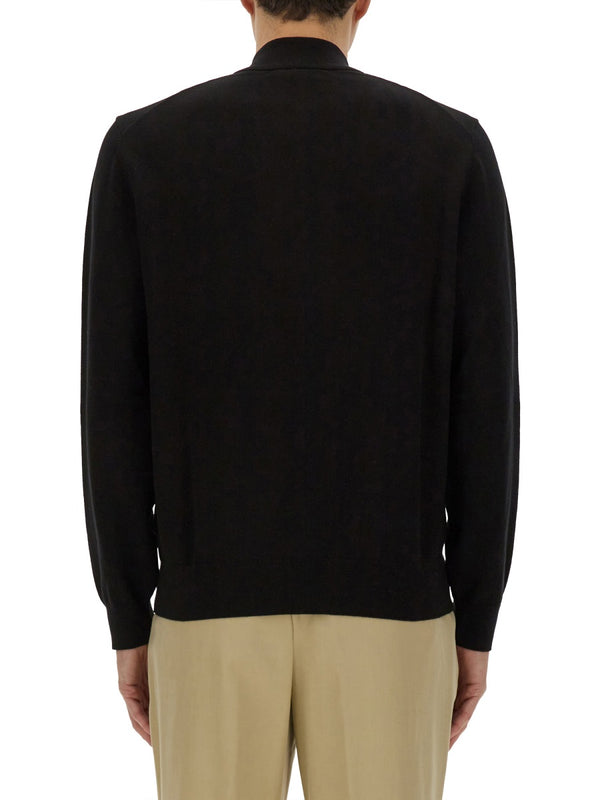 Shirt With Zip Black Cotton Jumpers
