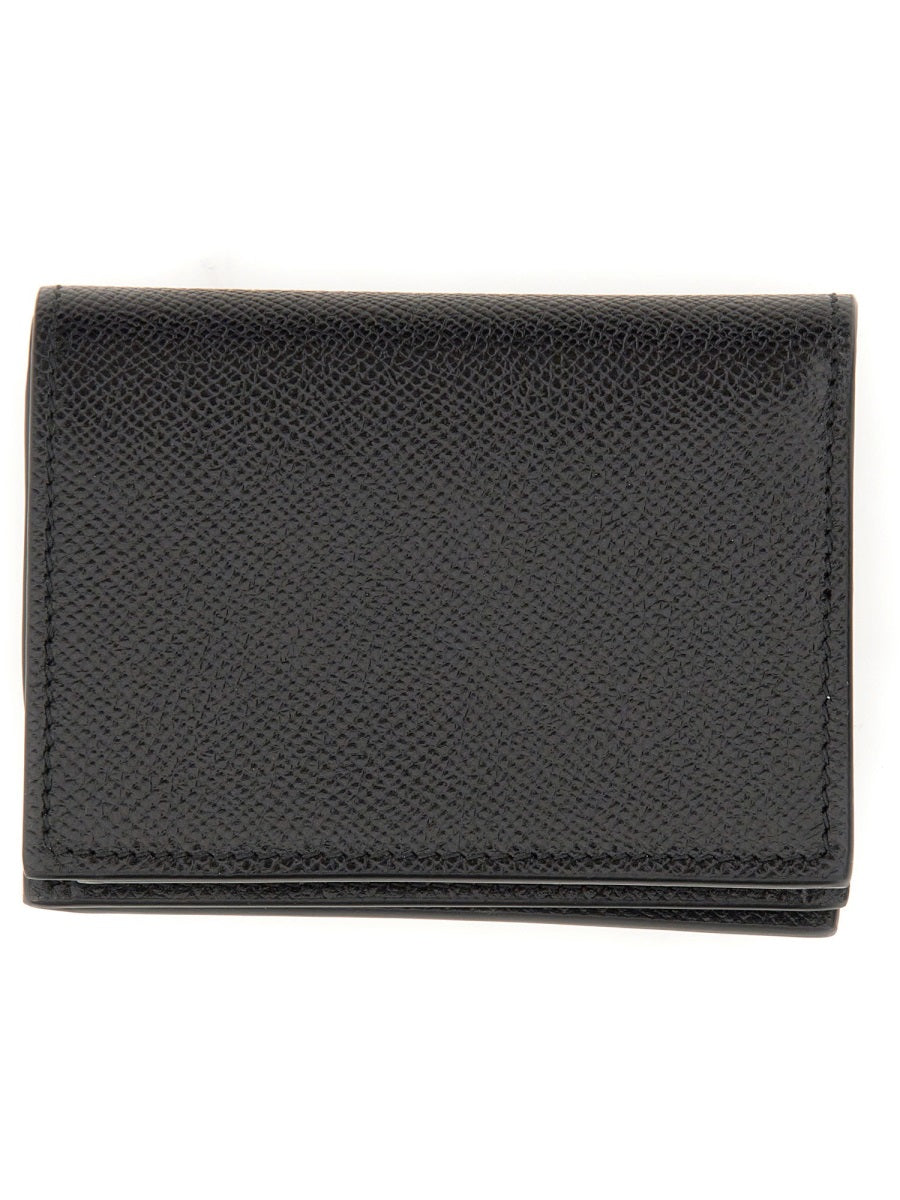 Mini Leather Wallet With Logo Black Calf & Purses