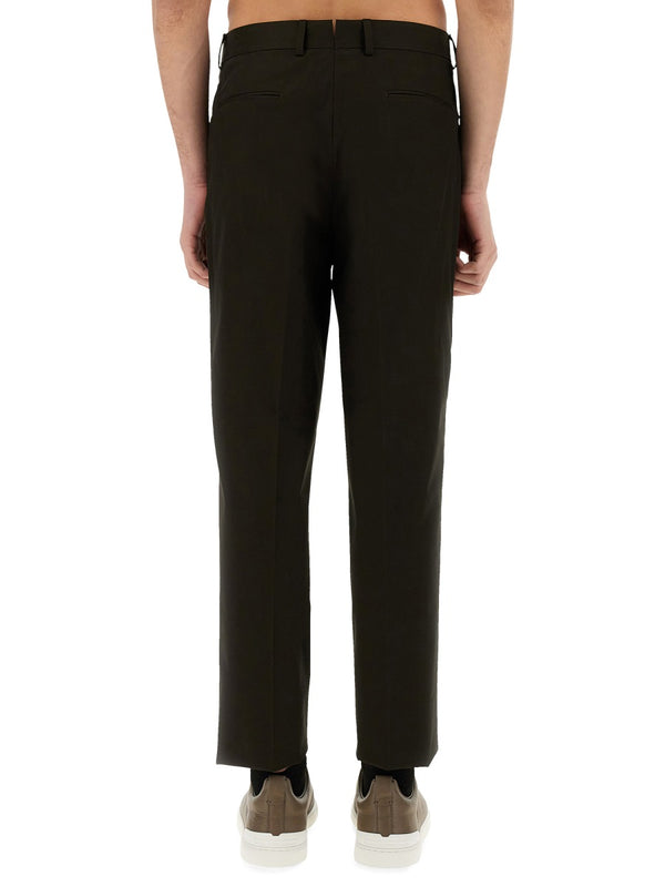 Pleated Brown Pants Cotton Trousers