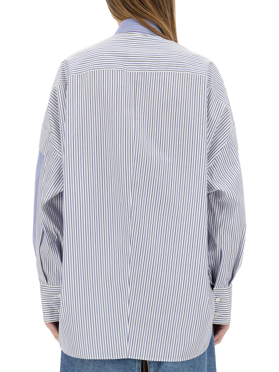 Mixed Stripe Shirt Baby Blue Cotton