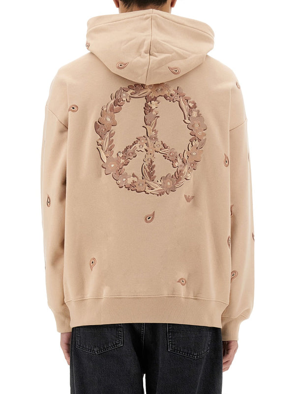 Embroidered Sweatshirt Beige Cotton Sweatshirts