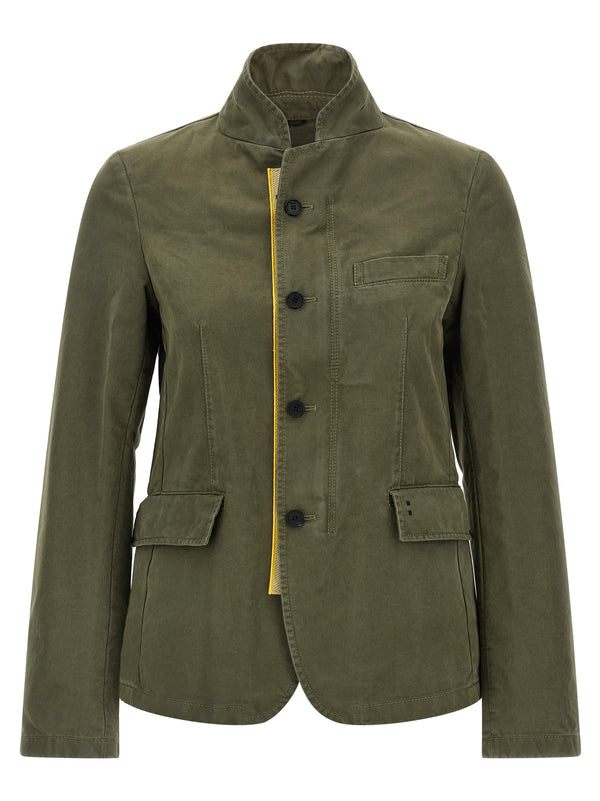 Bicolor Cotton Full-Length Jacket Clothing