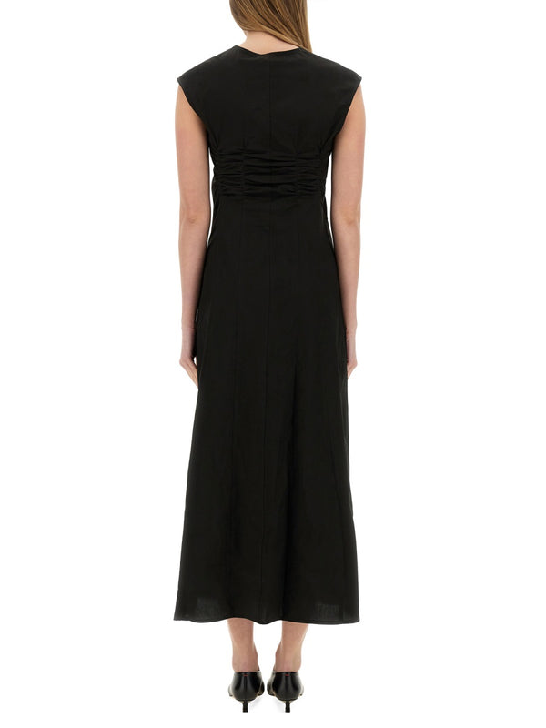 Long Poplin Dress Black Cotton