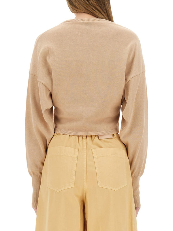Cropped Shirt Nude Cotton Jumpers