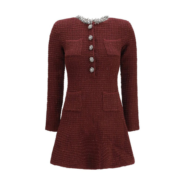 Bordeaux Polyester Casual Dress