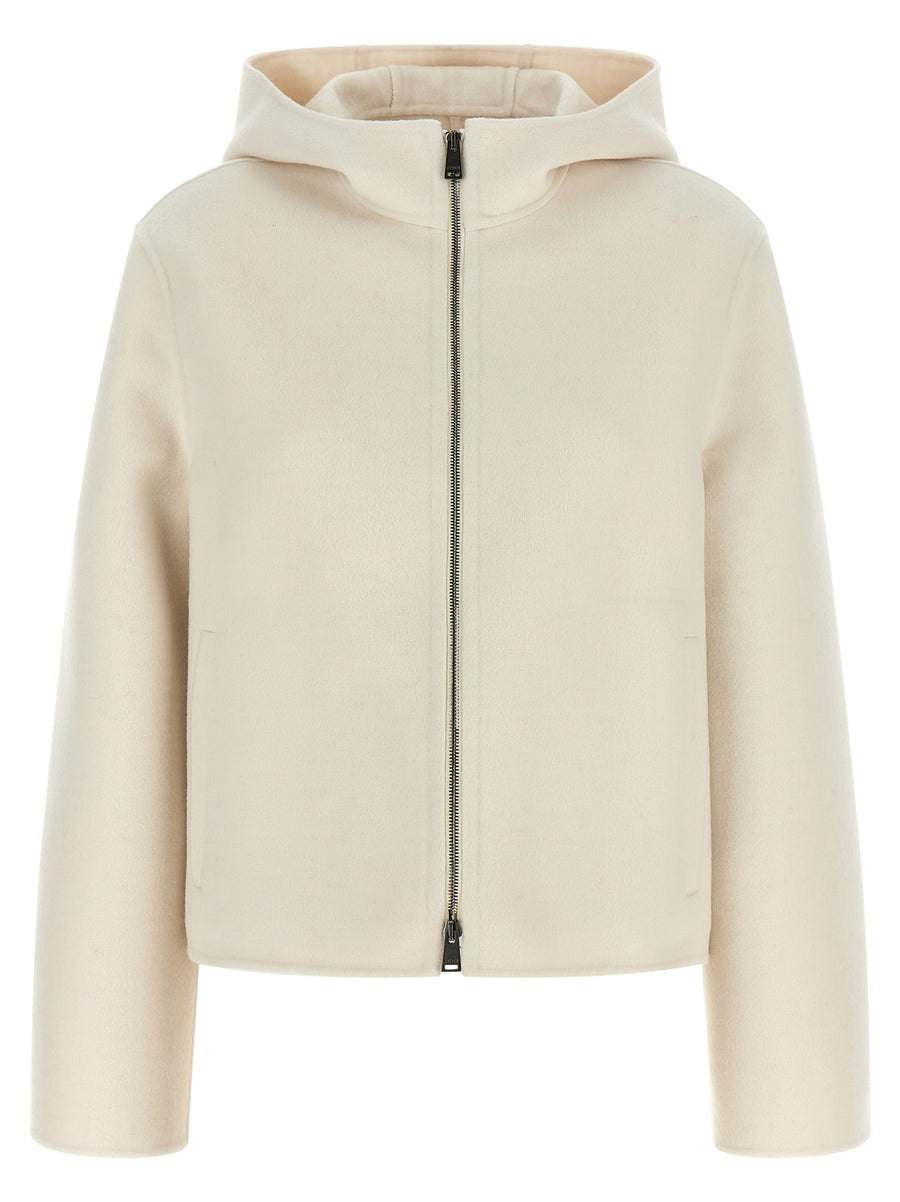 White Virgin Wool Full-Length Jacket Clothing