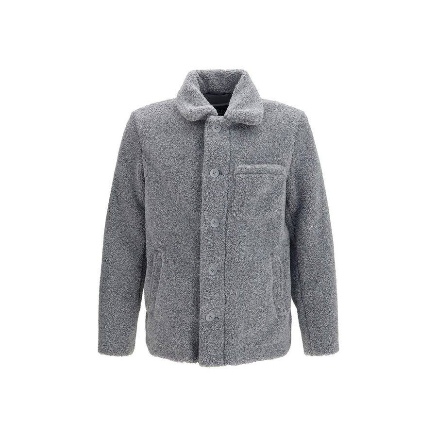 Gray Polyester Full-Length Jacket Clothing