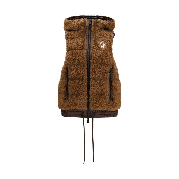 Brown Polyamide Sleeveless Jacket Clothing