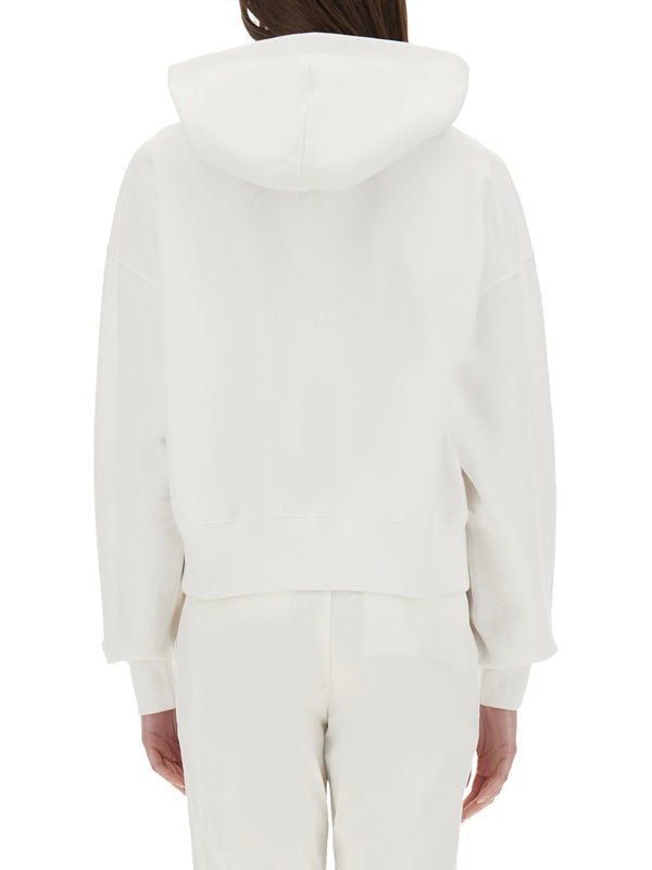 Cotton Sweatshirt With Embroidery, White Sweatshirts