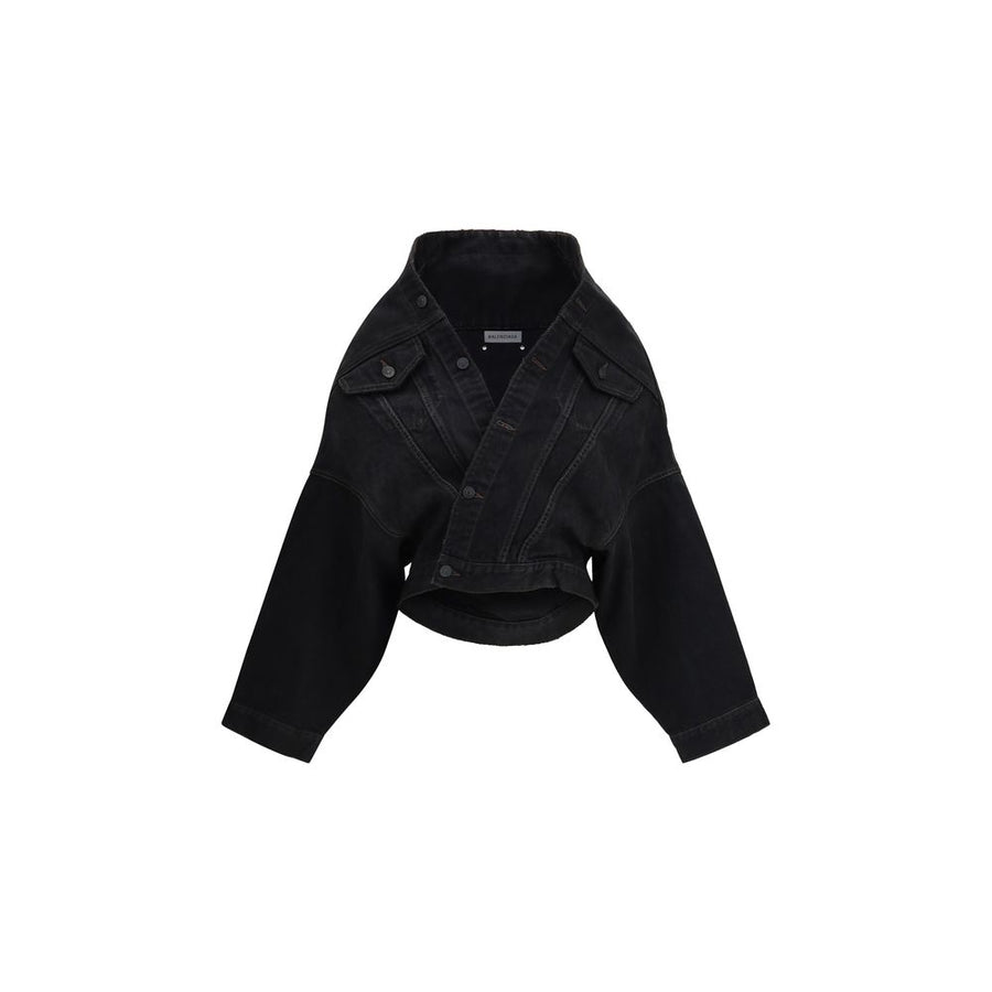 Black Cotton Denim Jacket Clothing