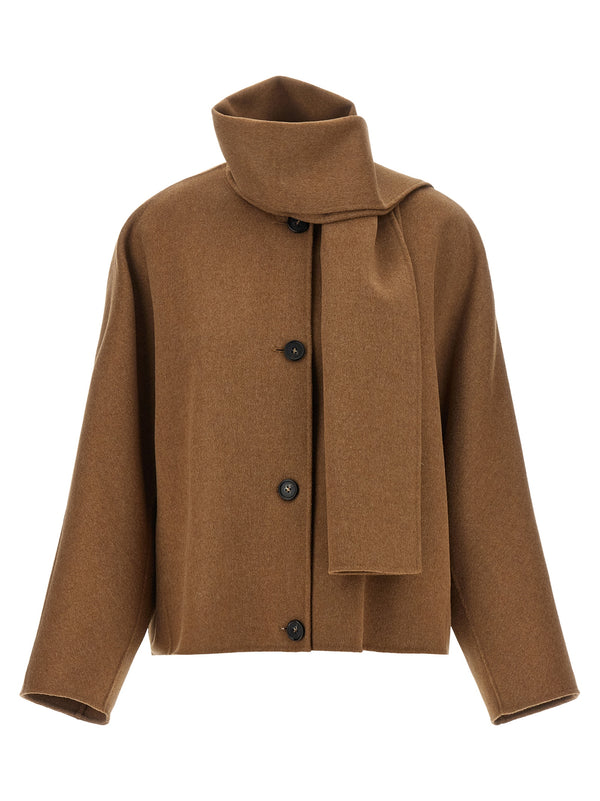 Brown Wool Full-Length Jacket Clothing