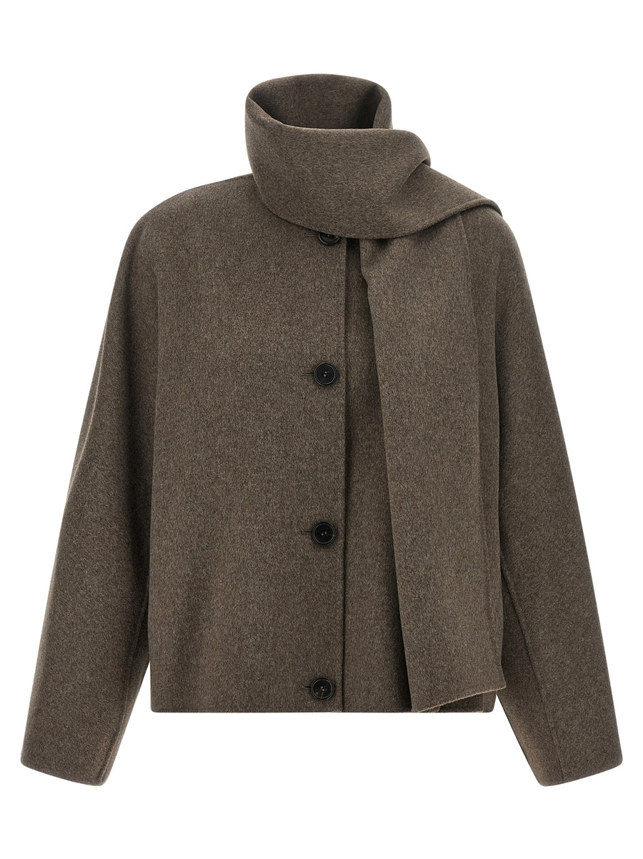 Brown Wool Full-Length Jacket Clothing