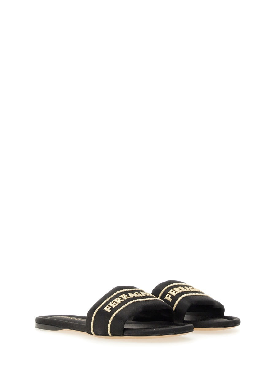 Slide Sandal With Logo Black Upper: Fabric (vi + Se)