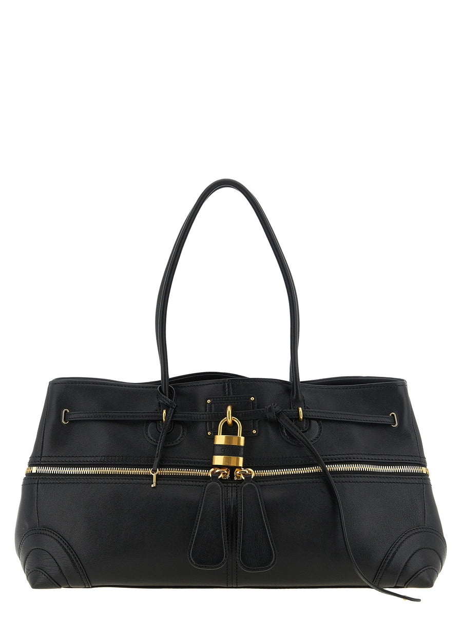 Black Lamb Leather Shoulder Bag