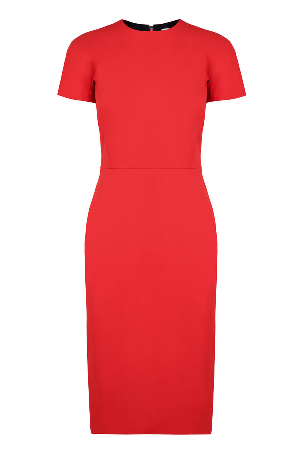 Sheath Dress Red Wool Blend Polyester