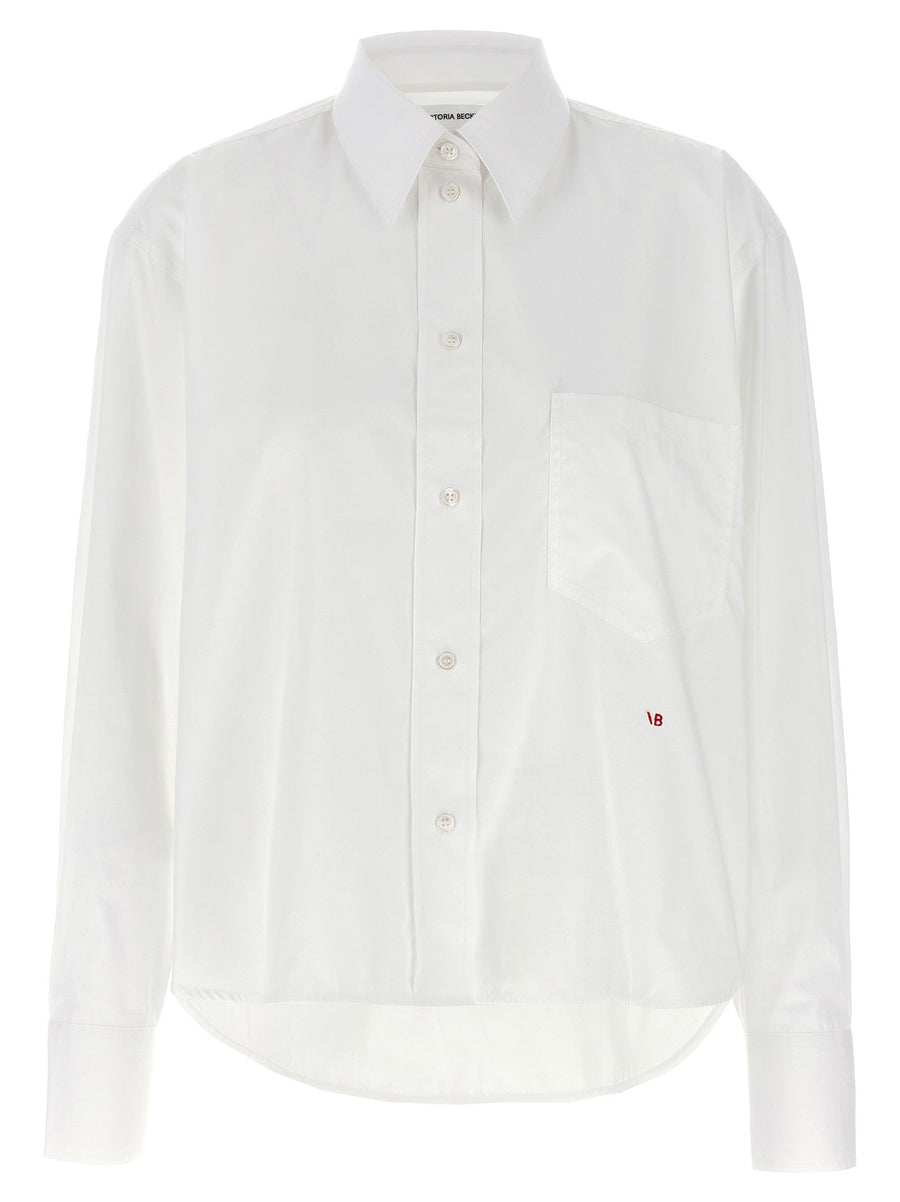 Victoria Beckham Cropped Cotton Shirt — White