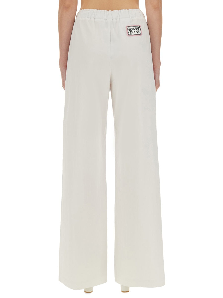 Wide Leg Pants White Cotton Trousers