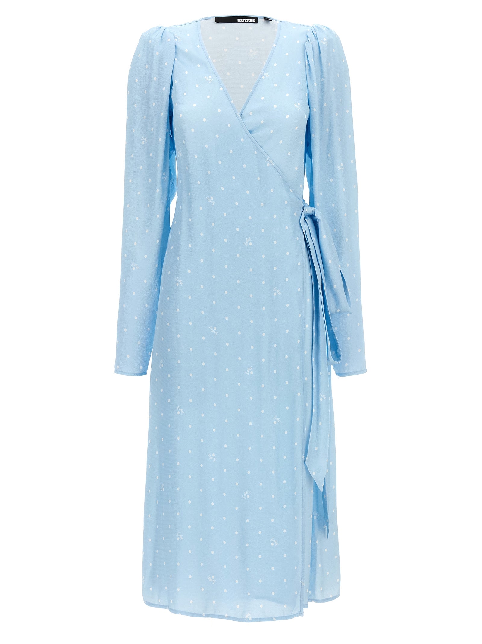 Textured Midi Wrap dress Light Blue Viscose
