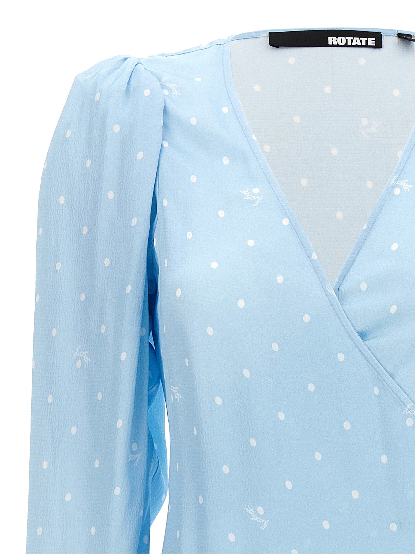 Textured Midi Wrap dress Light Blue Viscose