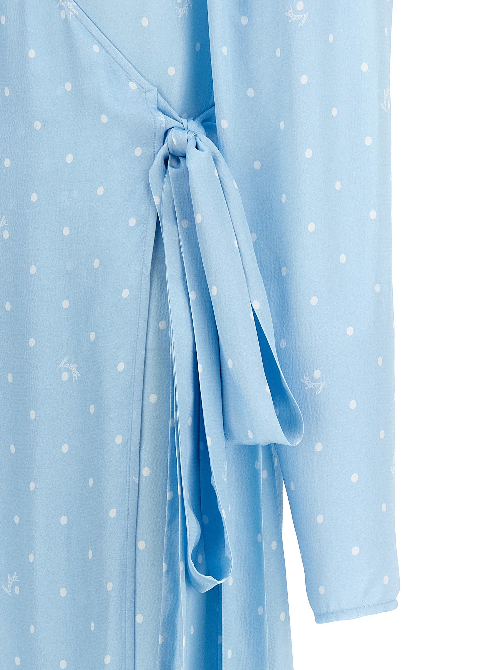 Textured Midi Wrap dress Light Blue Viscose