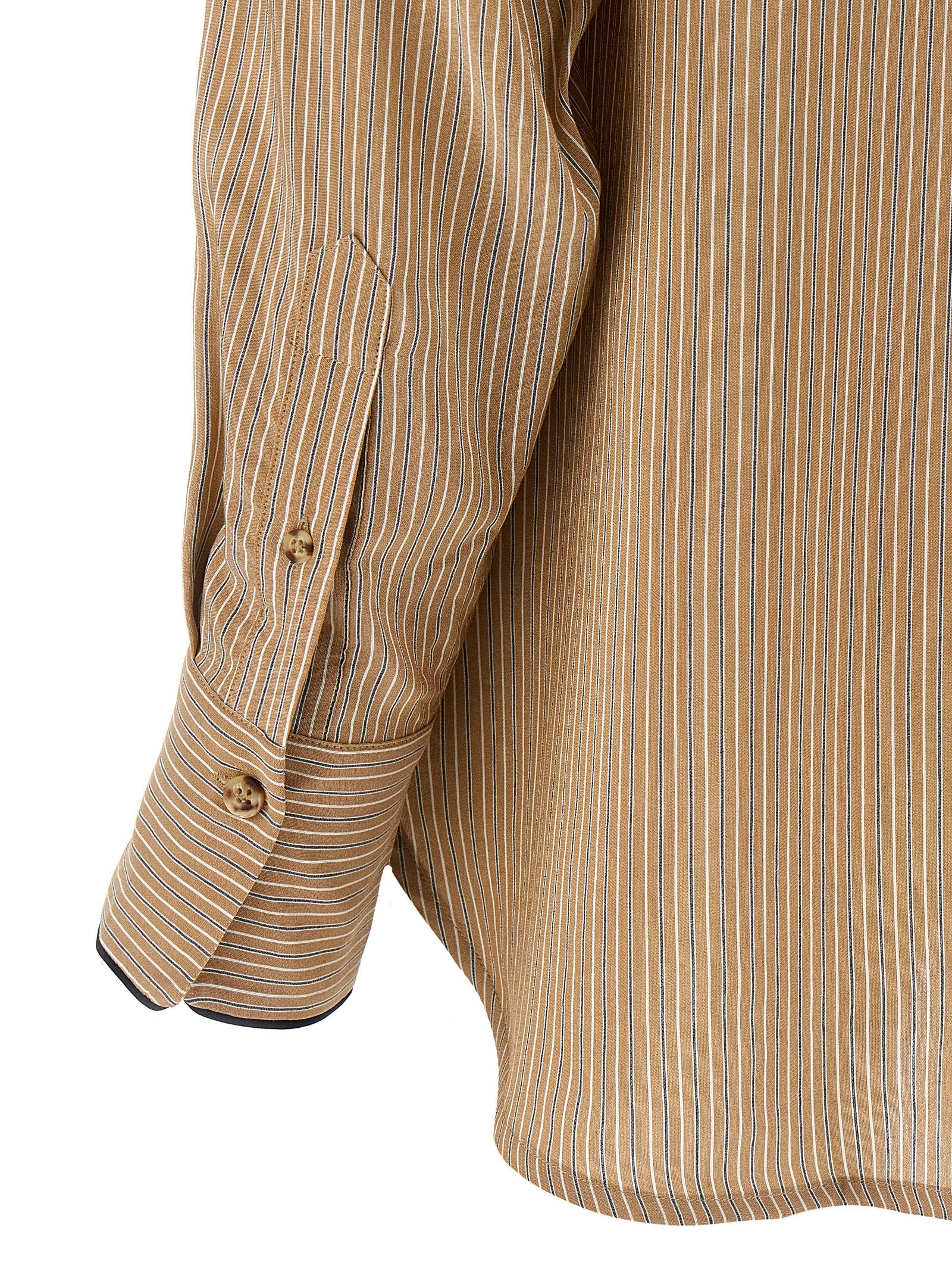 Piping Detail Pyjama shirt Brown Viscose Shirt, Blouse
