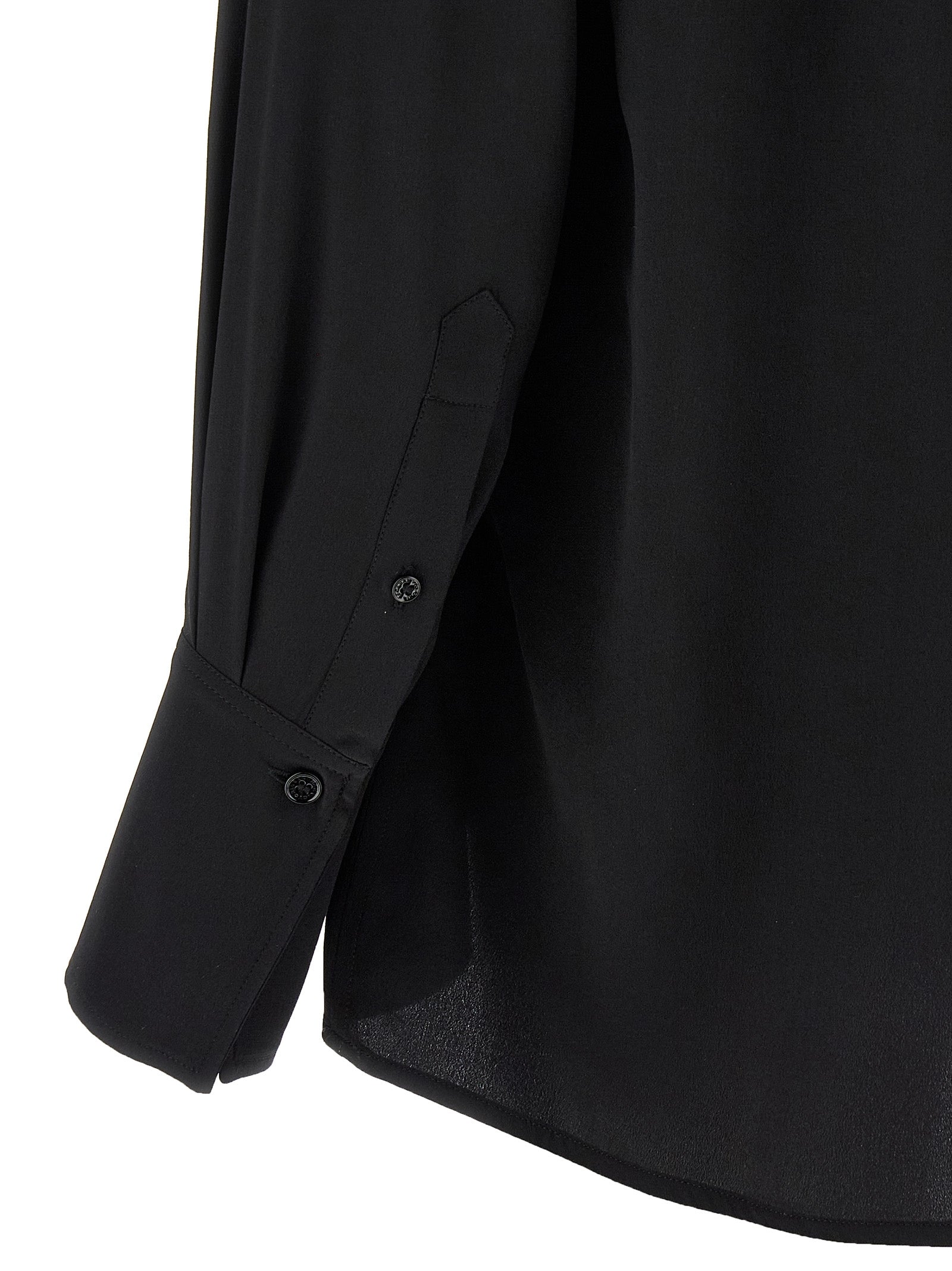 Gather Detail Tie blouse Black Silk Shirt