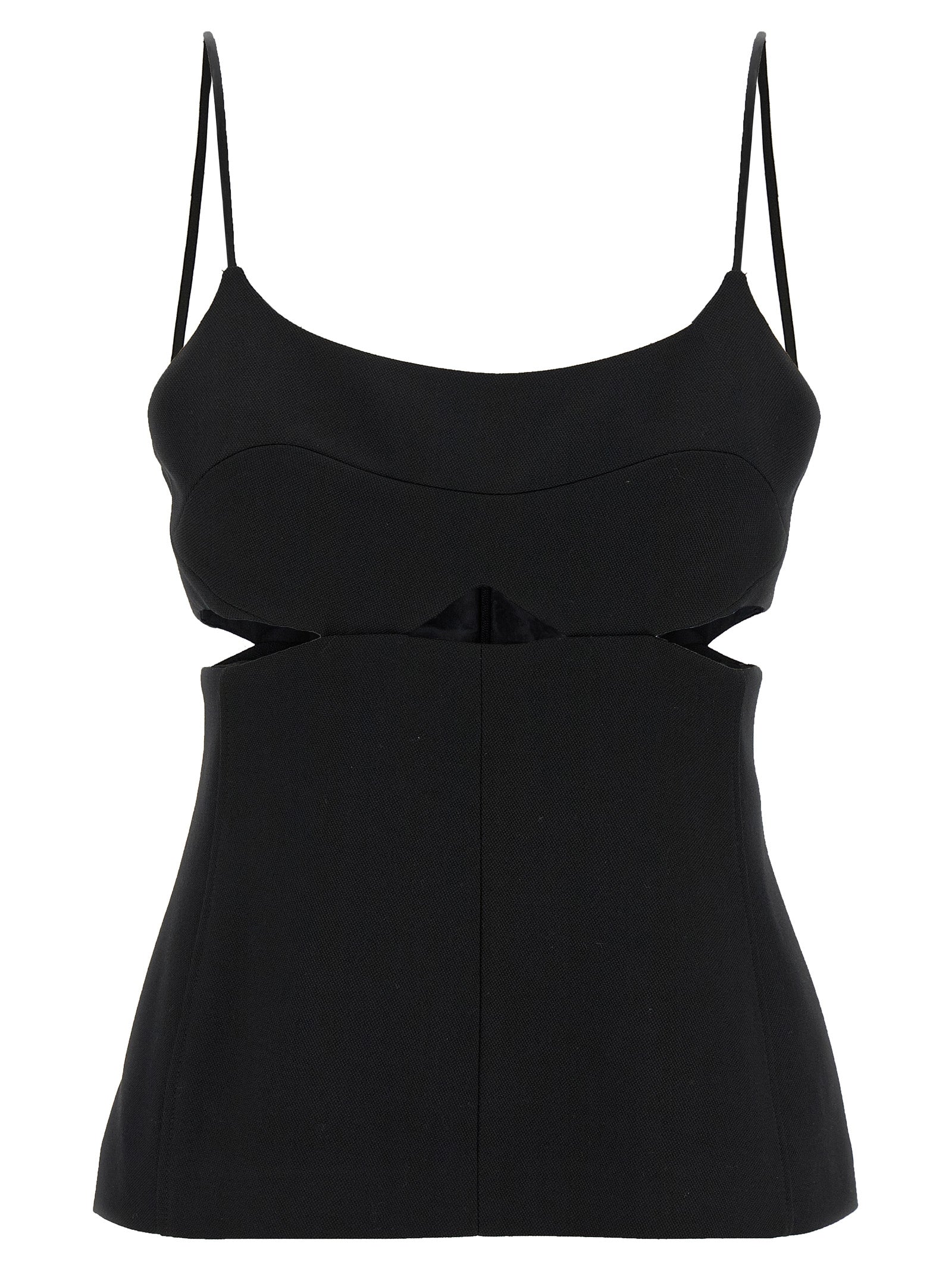 Cut-Out Cami top Black Polyester Tops
