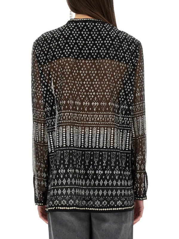 Nickie Top Black Polyester Shirt