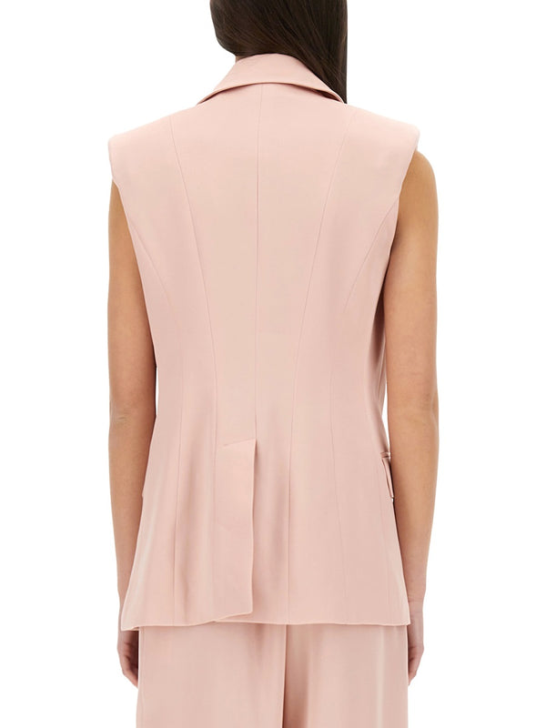 Double-Breasted Sleeveless Jacket Pink Acrylic Waistcoats & Gilets