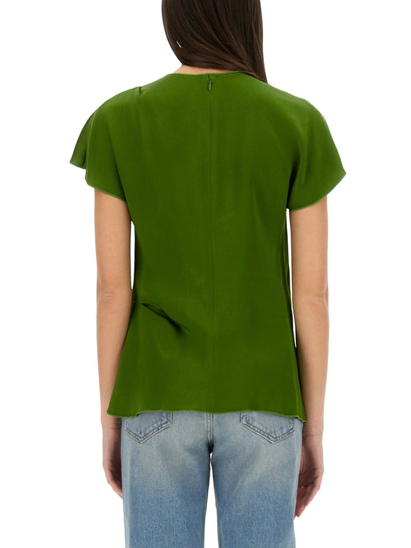 Tops With Folds Green Acetate Viscose