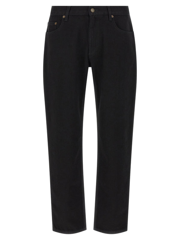 Black Cotton Straight-Leg Jeans Clothing