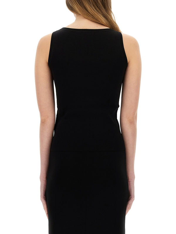 Top Pot Black Viscose Polyamide Tops