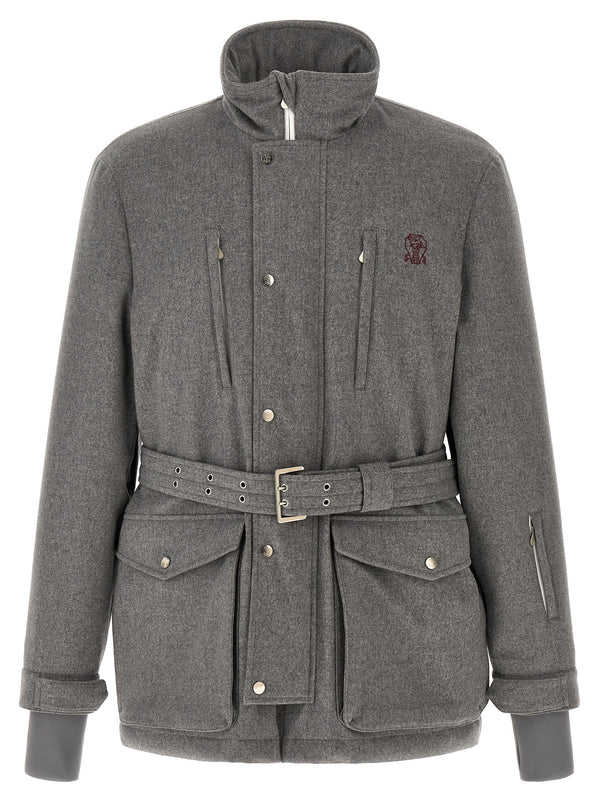 Gray Wool Full-Length Jacket Clothing