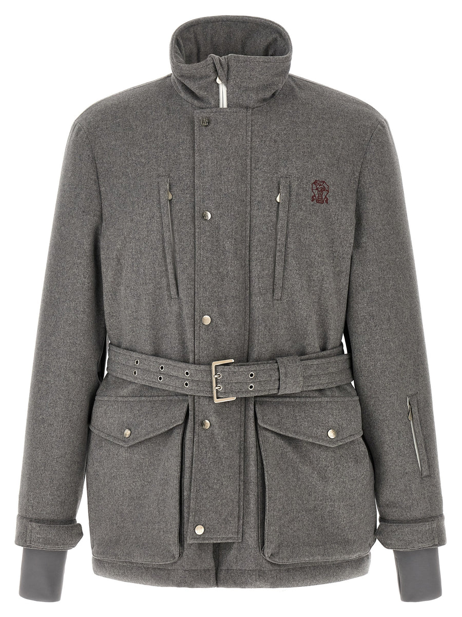 Gray Wool Full-Length Jacket Clothing
