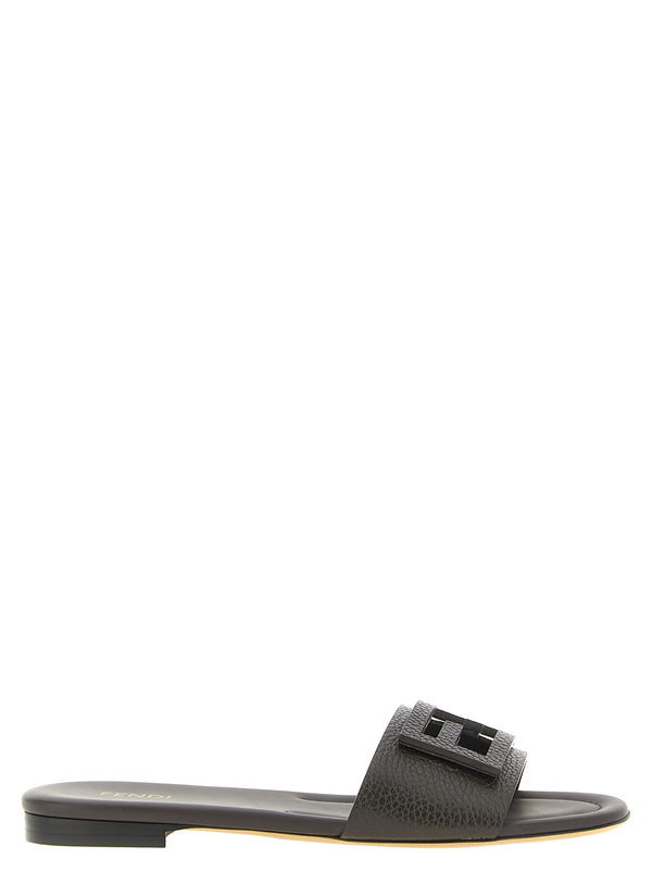 Brown Calfskin Slides Shoe