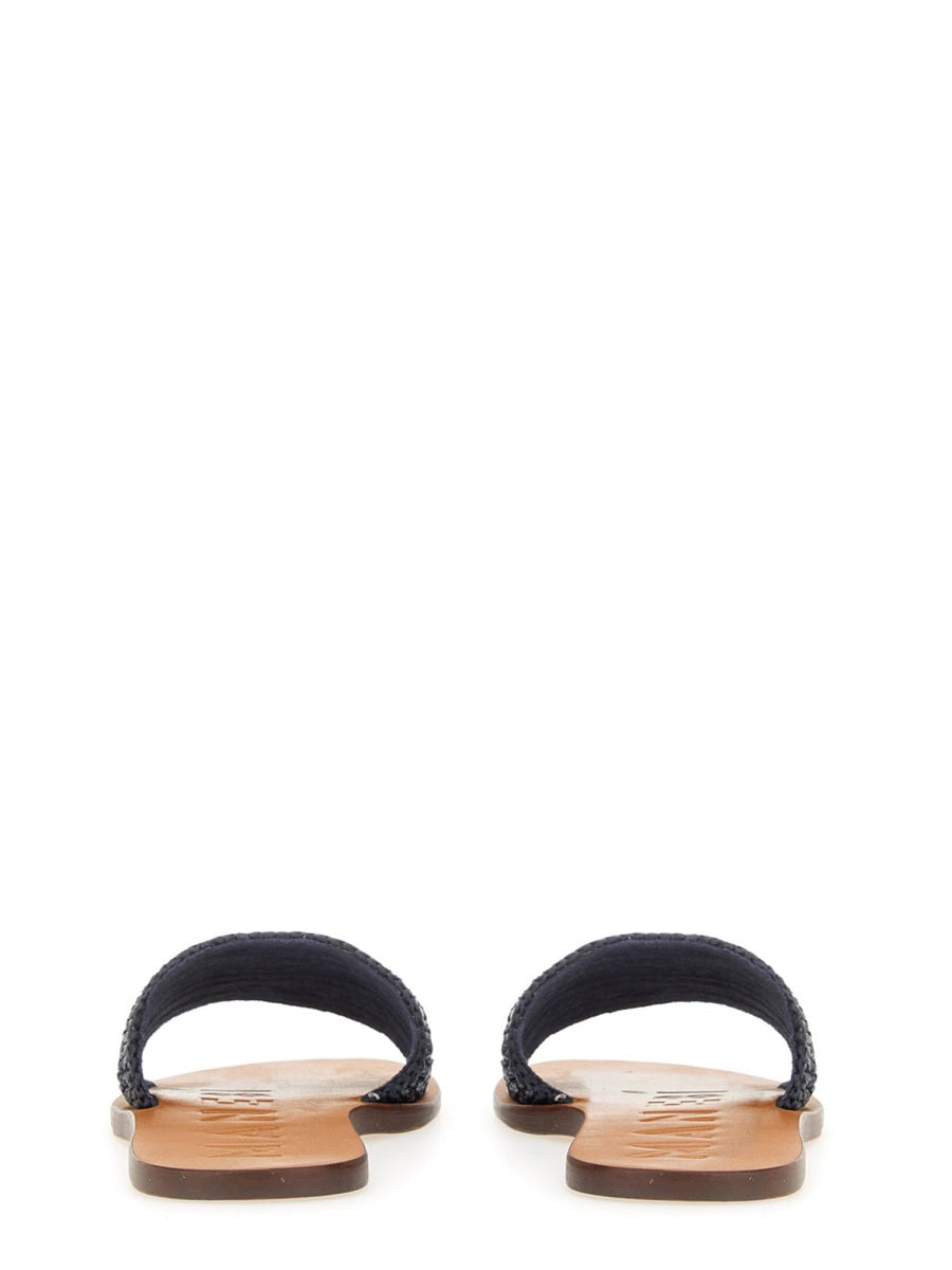 Slide Sandal Blue Upper: Raffia
