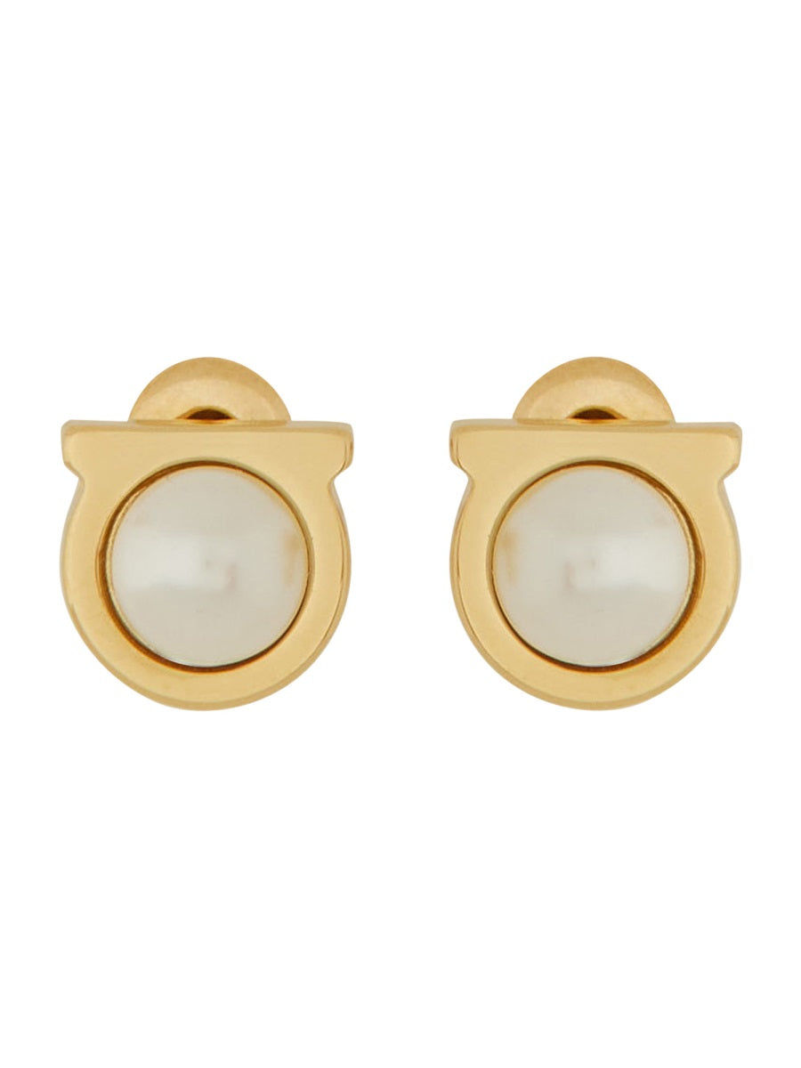 Earrings Gancini Pearl Gold Brass