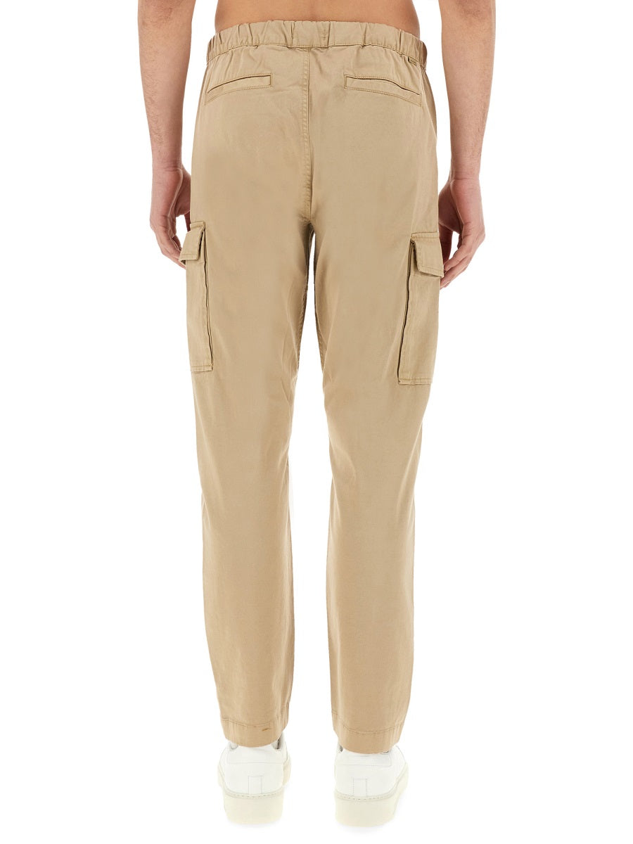 Cargo Pants With Belt Beige Cotton Trousers