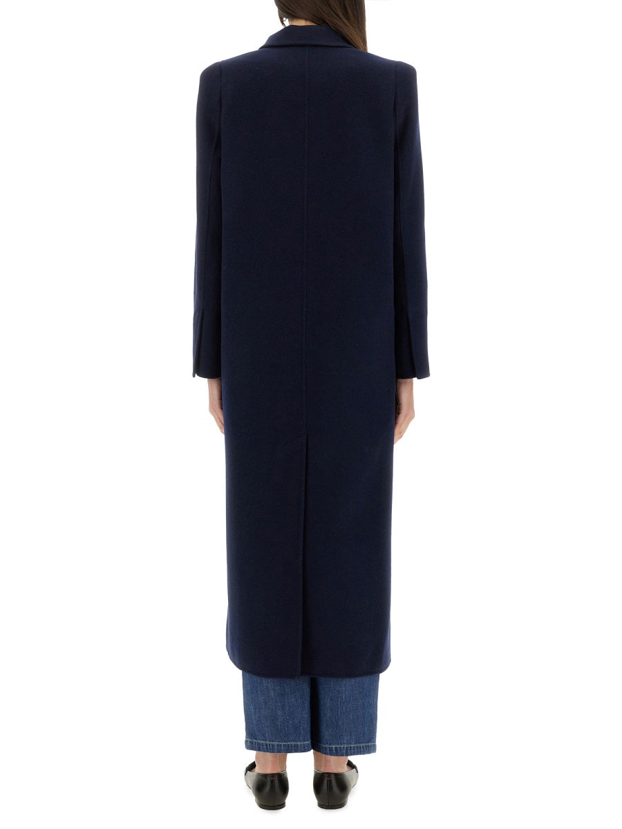Double-Breasted Coat Albania1234 Blue Virgin Wool Trench & Raincoats