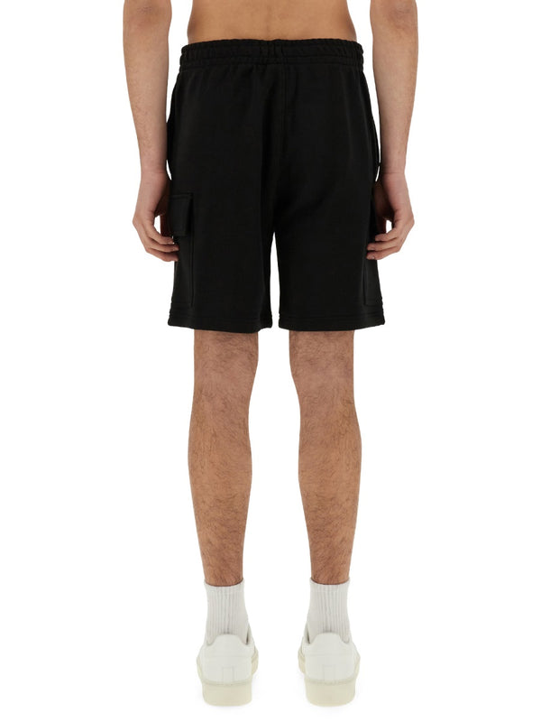 Cargo Shorts Cotton Fleece Black