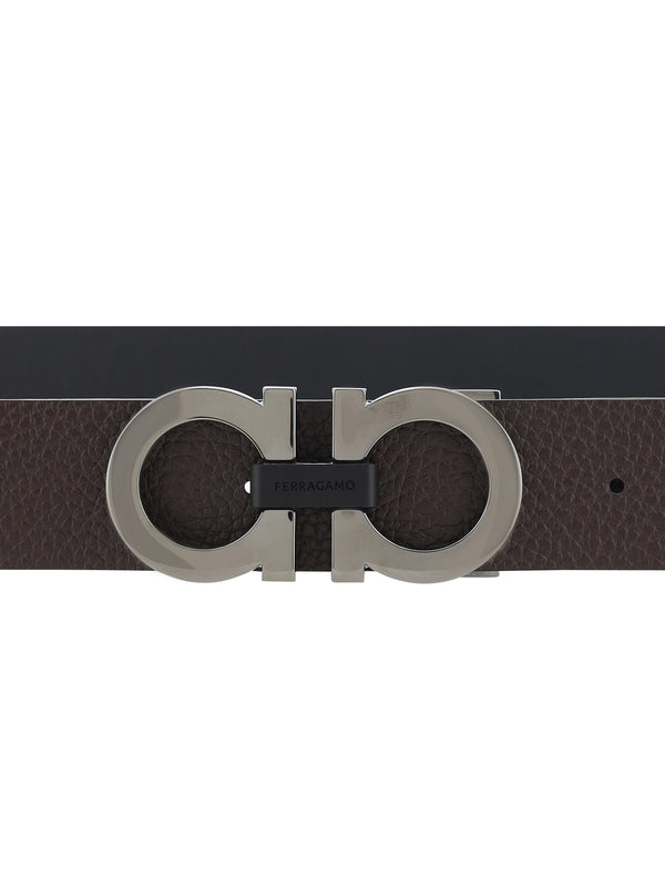 Belt Gancini Black Leather Calf