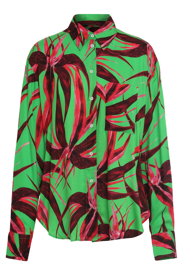 Printed Viscose Shirt Green